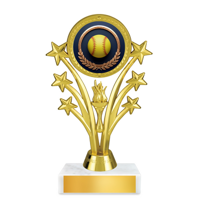 Softball Shooting Star Resin Award – 6.75" Personalized Bright Gold Trophy