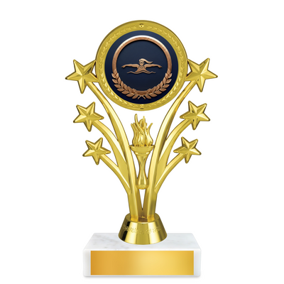 Swimming Shooting Star Resin Award – 6.75" Personalized Bright Gold Trophy