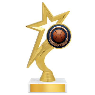 Basketball Star Resin Award – 7.25" Personalized Bright Gold Trophy