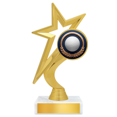 Golf Star Resin Award – 7.25" Personalized Bright Gold Trophy