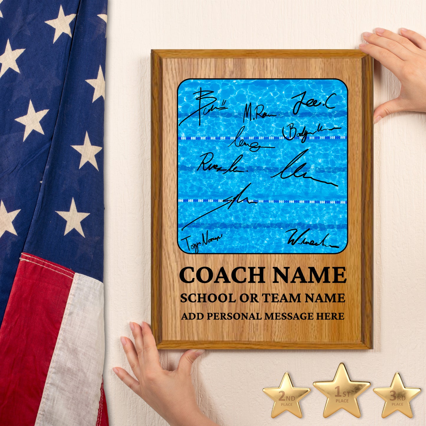 Personalized Swimming Coach Appreciation Plaque – Team Signature Gift