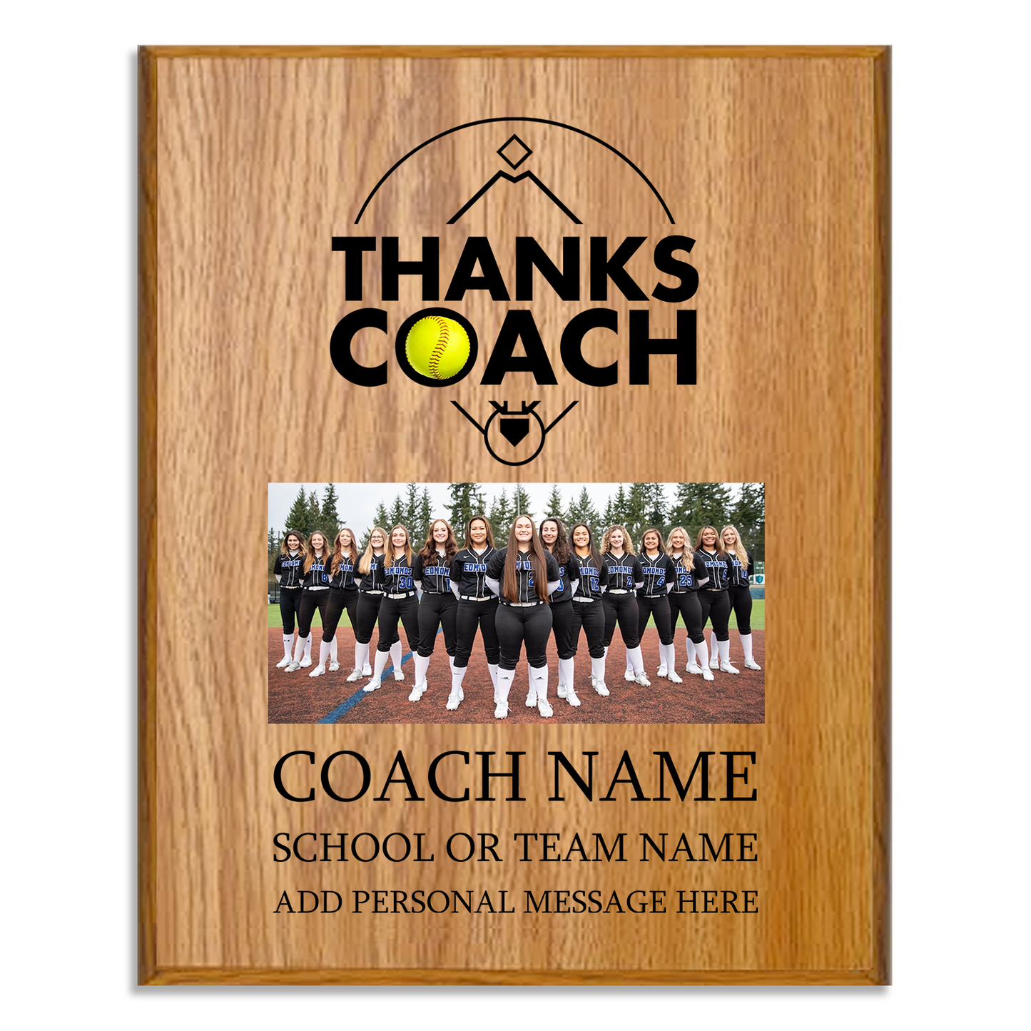 Softball Coach Appreciation Plaque – Personalized Team Thank You Award