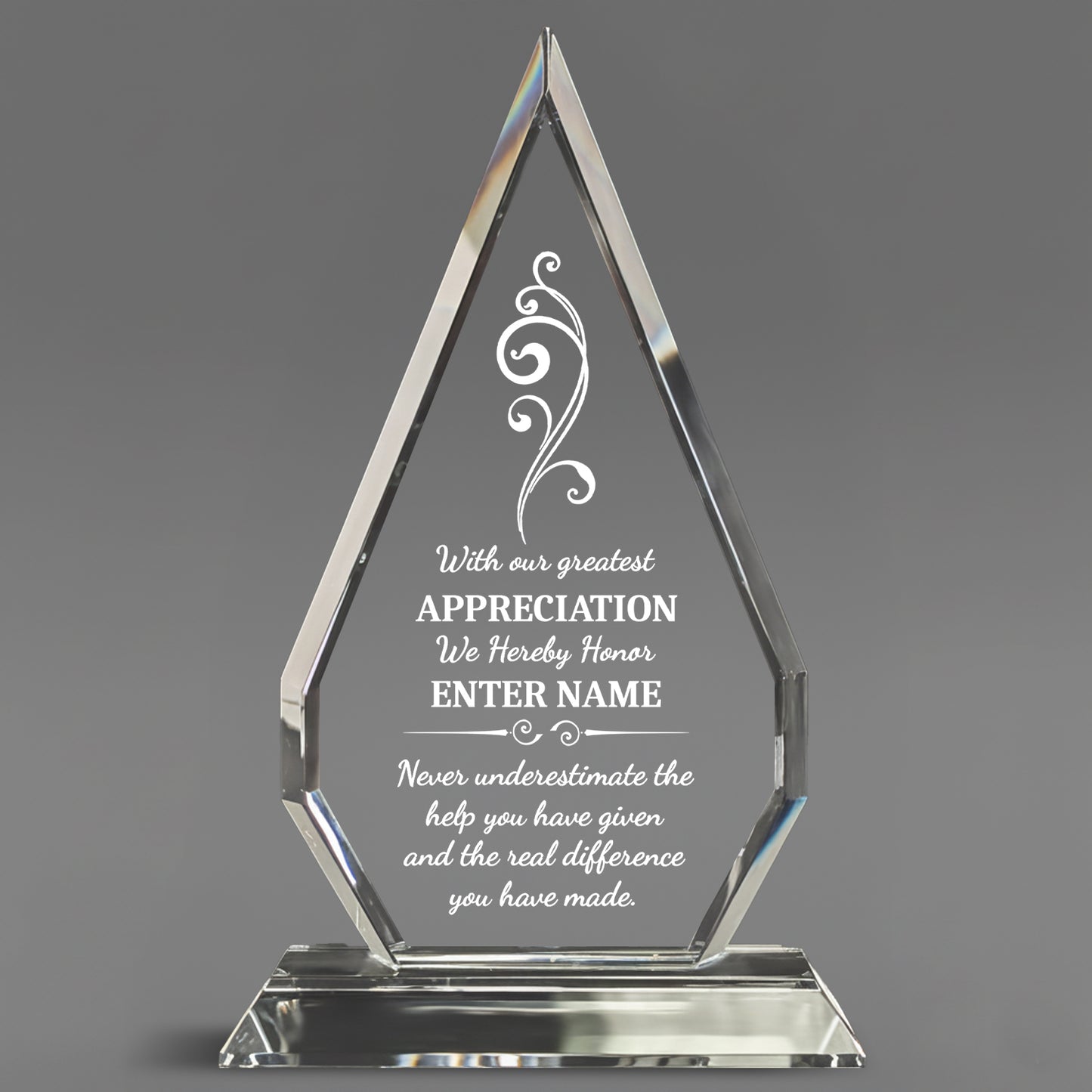 With Our Greatest Appreciation - Optic Crystal Arrowhead Award