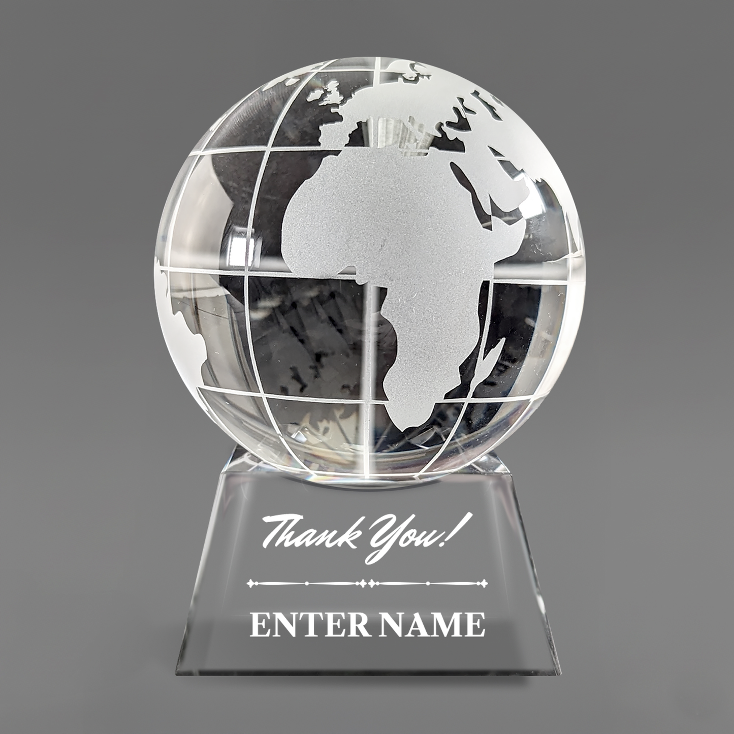 Thank You Name - Optic Crystal Globe Award