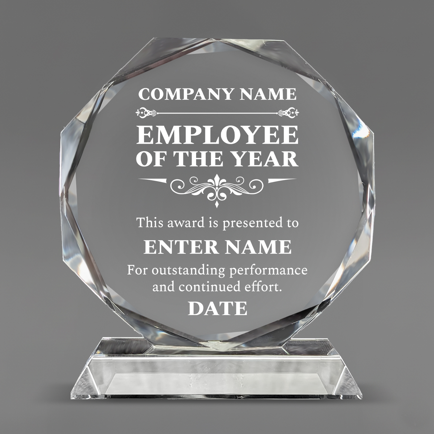 Employee Of The Year - Optic Crystal Octagon Award