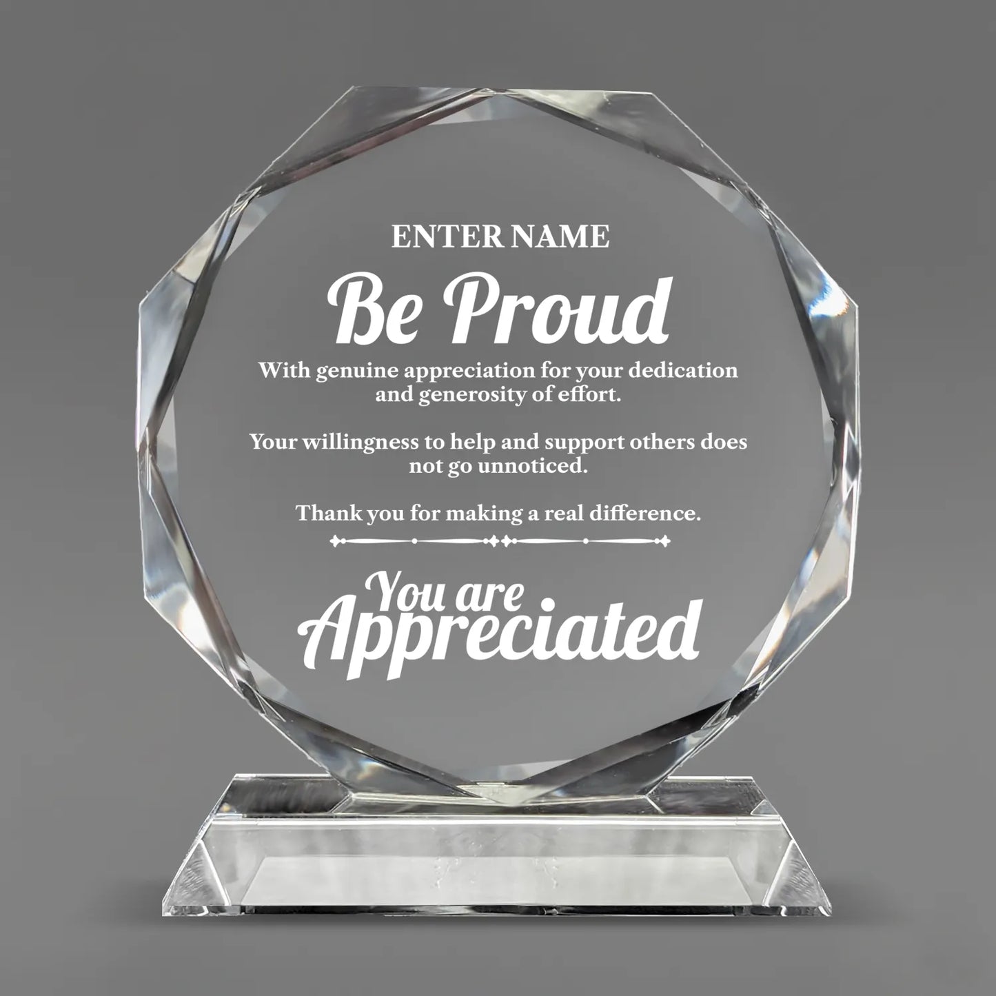 Appreciation Awards - Crystal Glass Octagon Award - Personalize Online - Choose From 5 Designs