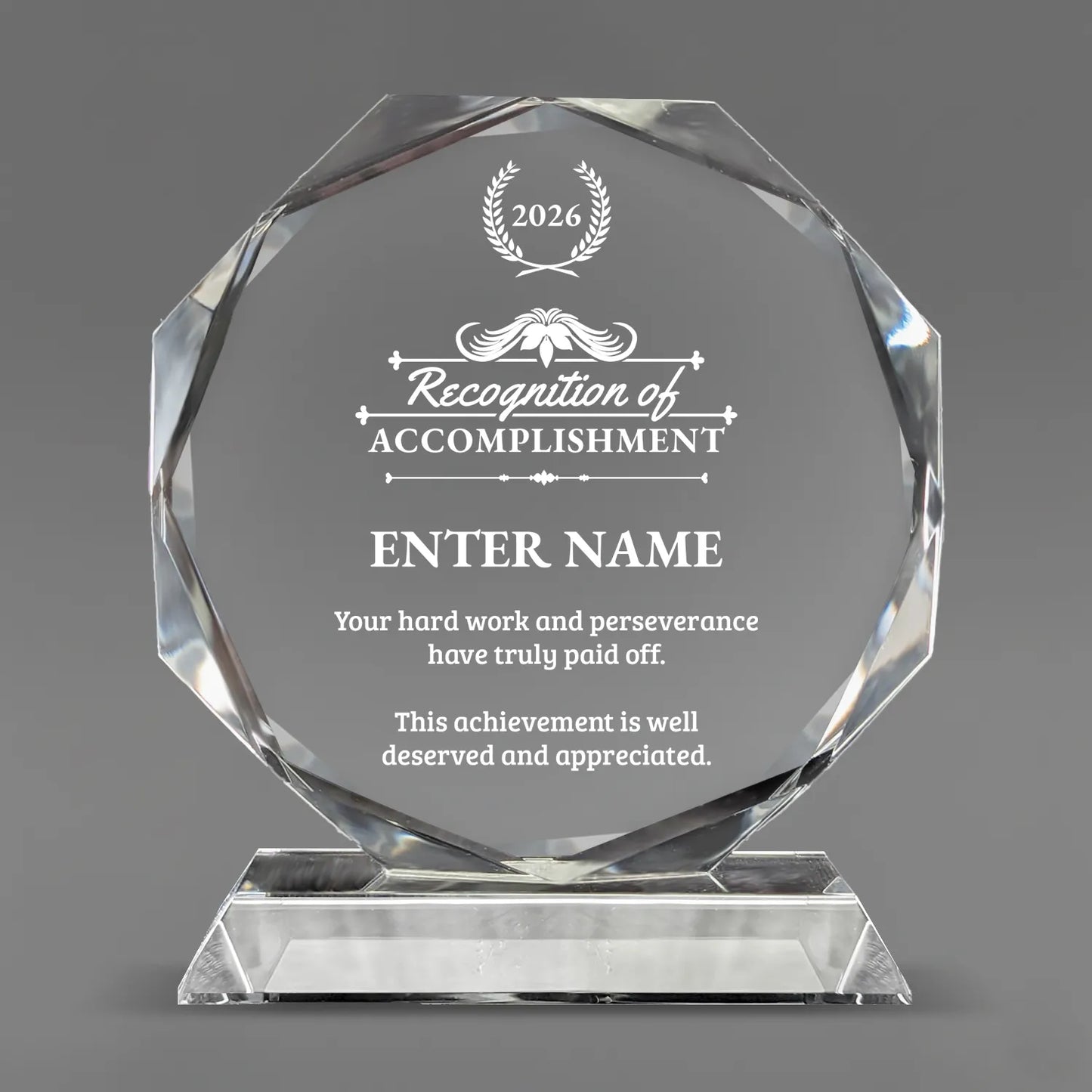 Achievement Awards - Crystal Glass Octagon Award - Personalize Online - Choose From 5 Designs