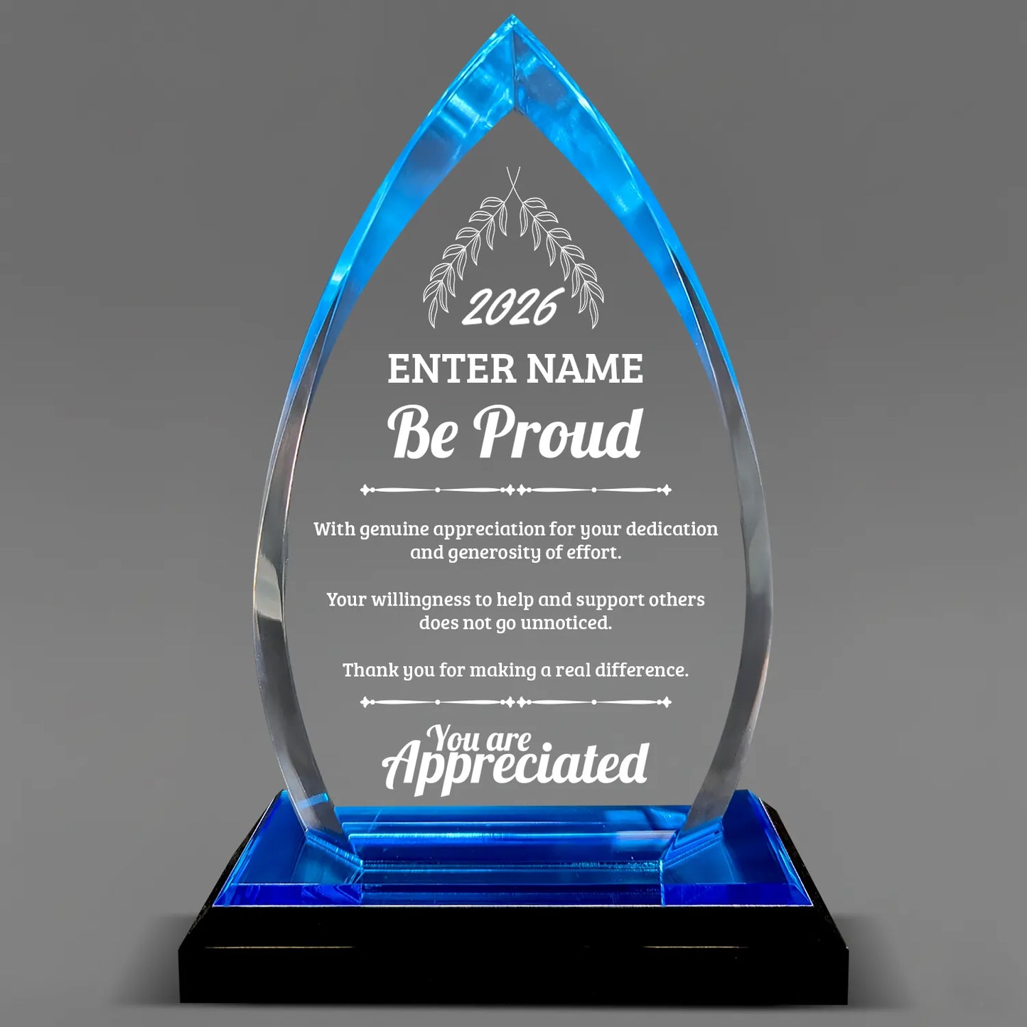 Appreciation Awards - Acrylic Blue Oval Award - Personalize Online - Choose From 5 Designs