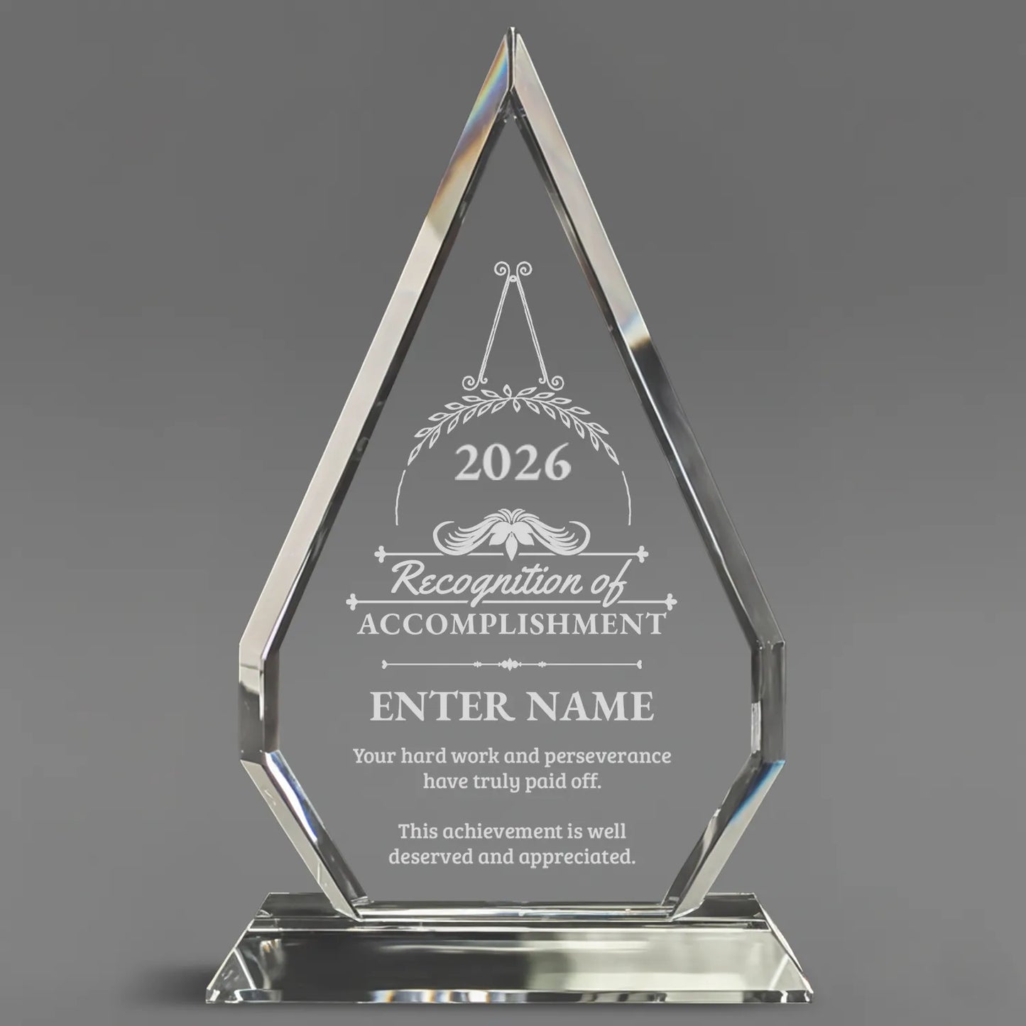 Achievement Awards- Optic Crystal Arrowhead Award - Personalize Online - Choose from 5 Designs