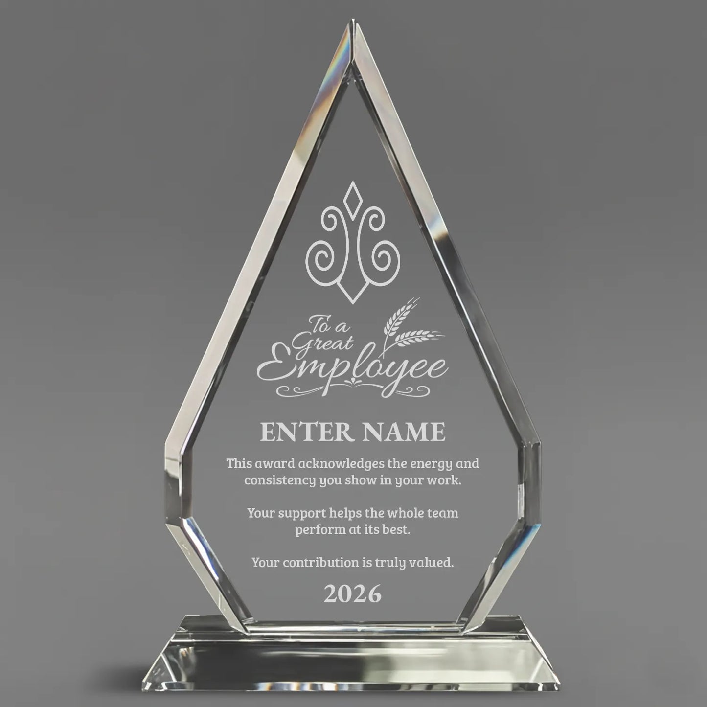 Employee Appreciation Awards - Optic Crystal Arrowhead Award - Personalize Online - Choose From 5 Designs