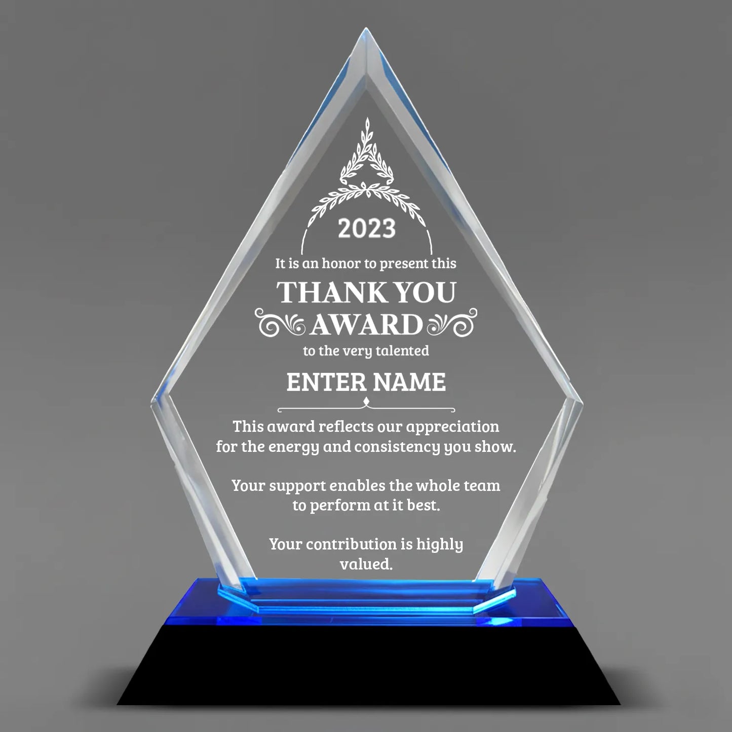 Thank You Awards - Blue Arrow Acrylic Award - Personalize Online - Choose From 5 Designs