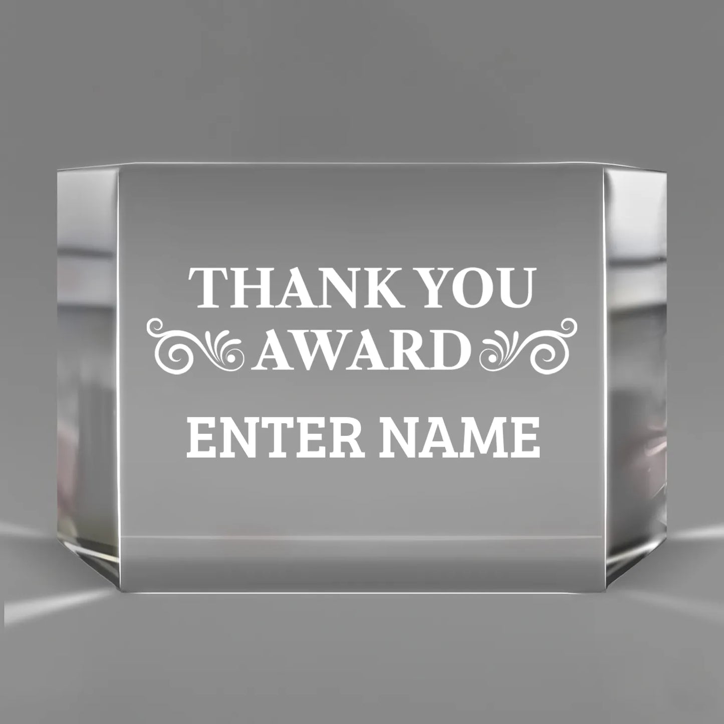 Thank You Awards - Clear Crystal Facet Block Awards - Personalize Online - Choose From 5 Designs