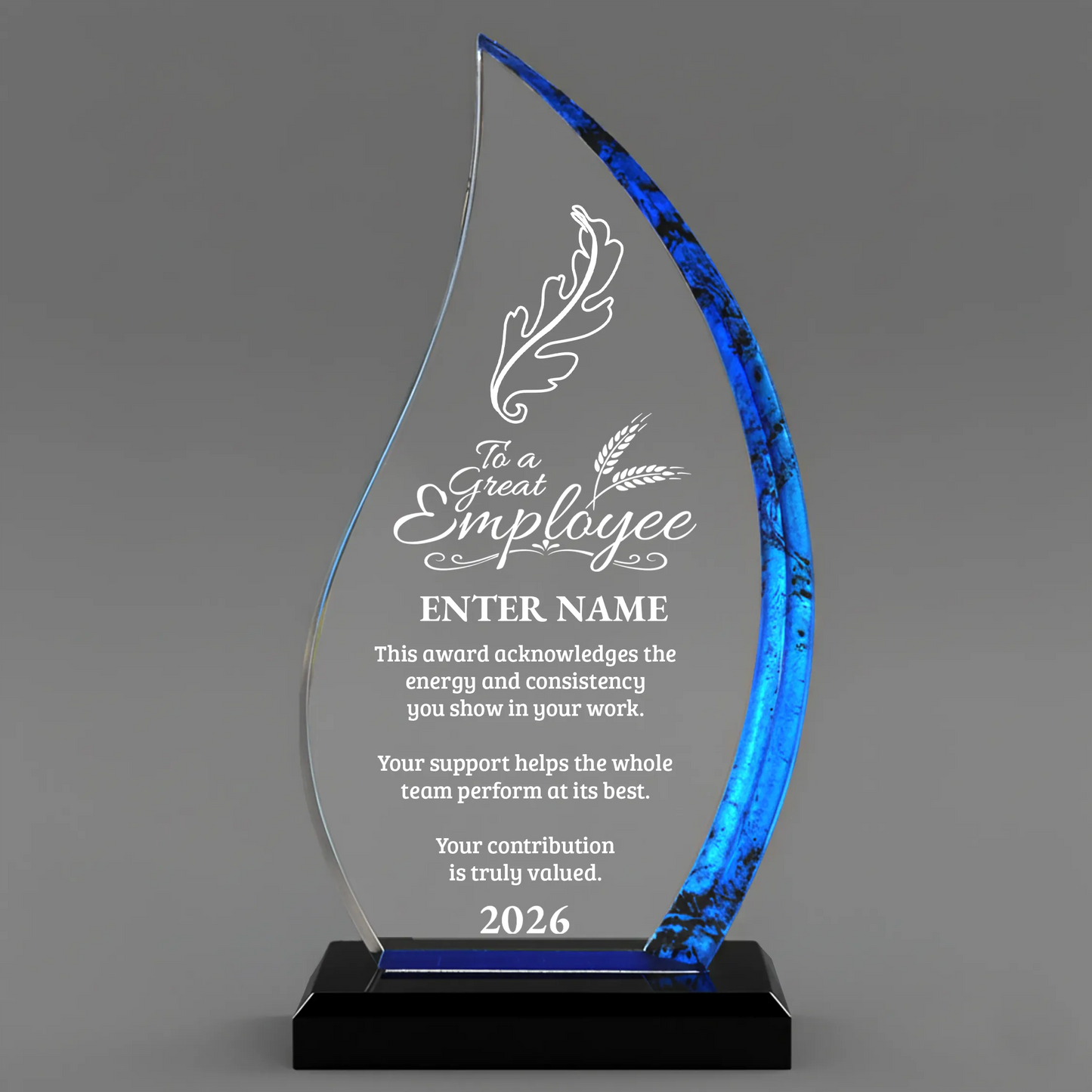 Employee Appreciation Awards - Blue Flame Awards - Personalize Online - Choose From 5 Designs