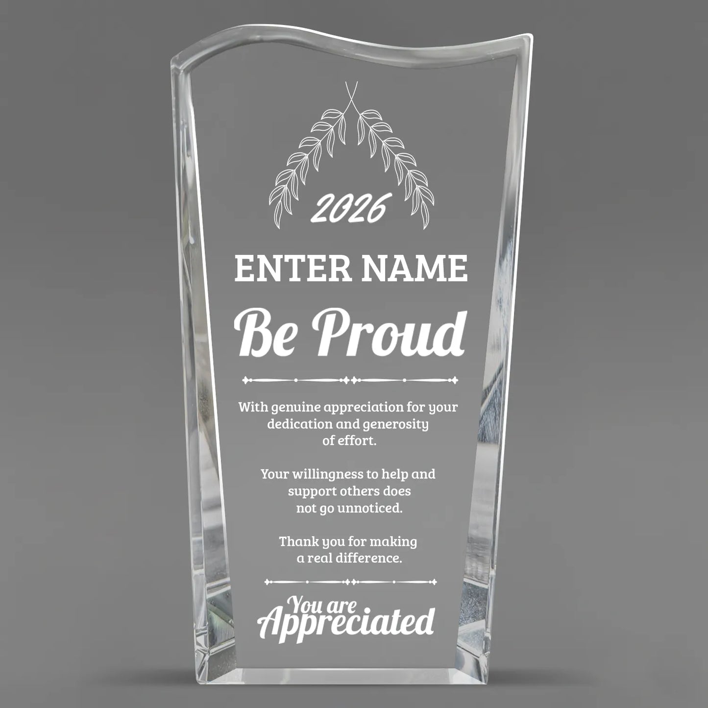 Appreciation Awards - Clear Crystal Facet Wave Awards - Personalize Online – Choose From 5 Designs