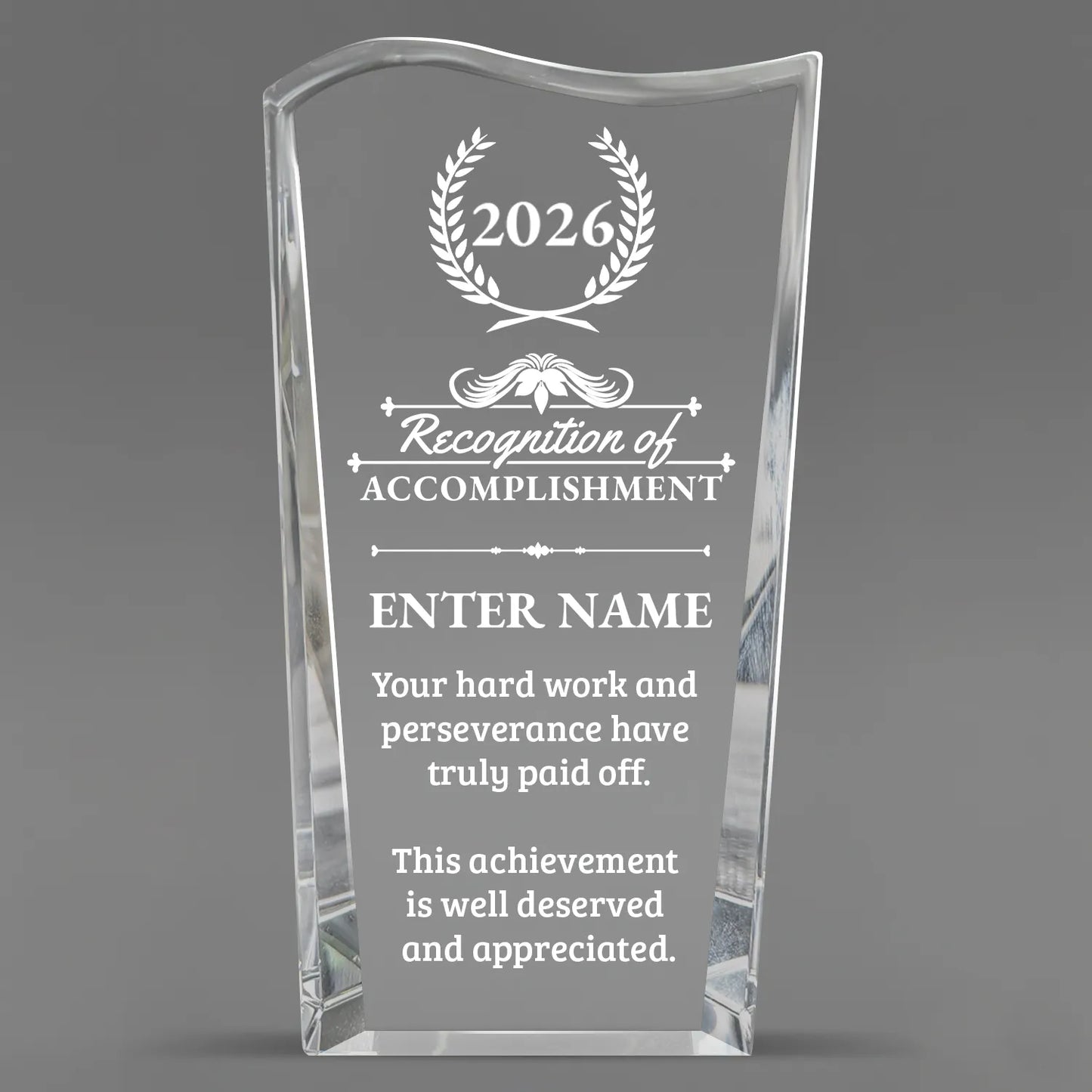 Achievement Awards - Clear Crystal Facet Wave Awards - Personalize Online – Choose From 5 Designs
