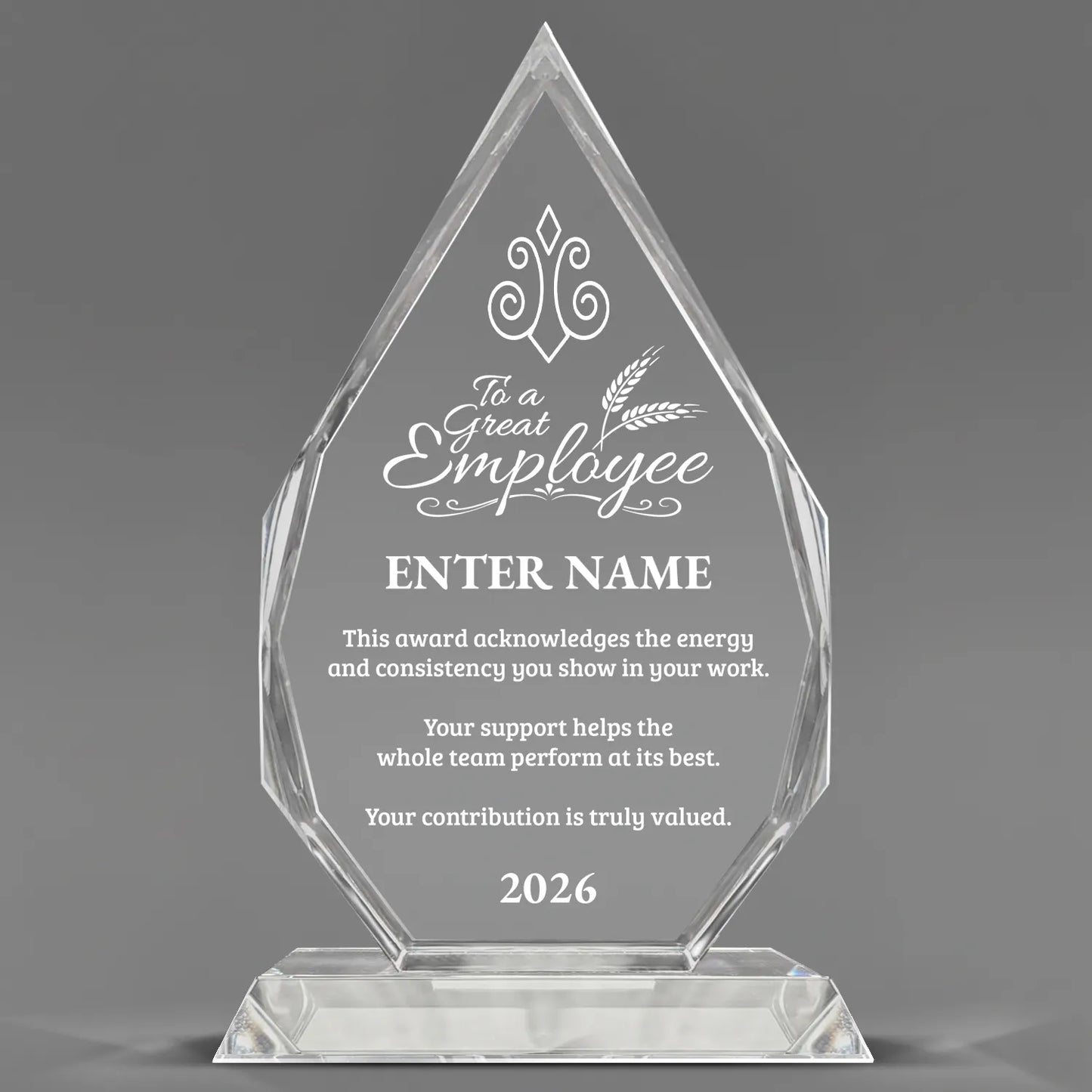 Employee Appreciation Awards - Optic Crystal Royal Diamond Awards - Personalize Online – Choose From 5 Designs