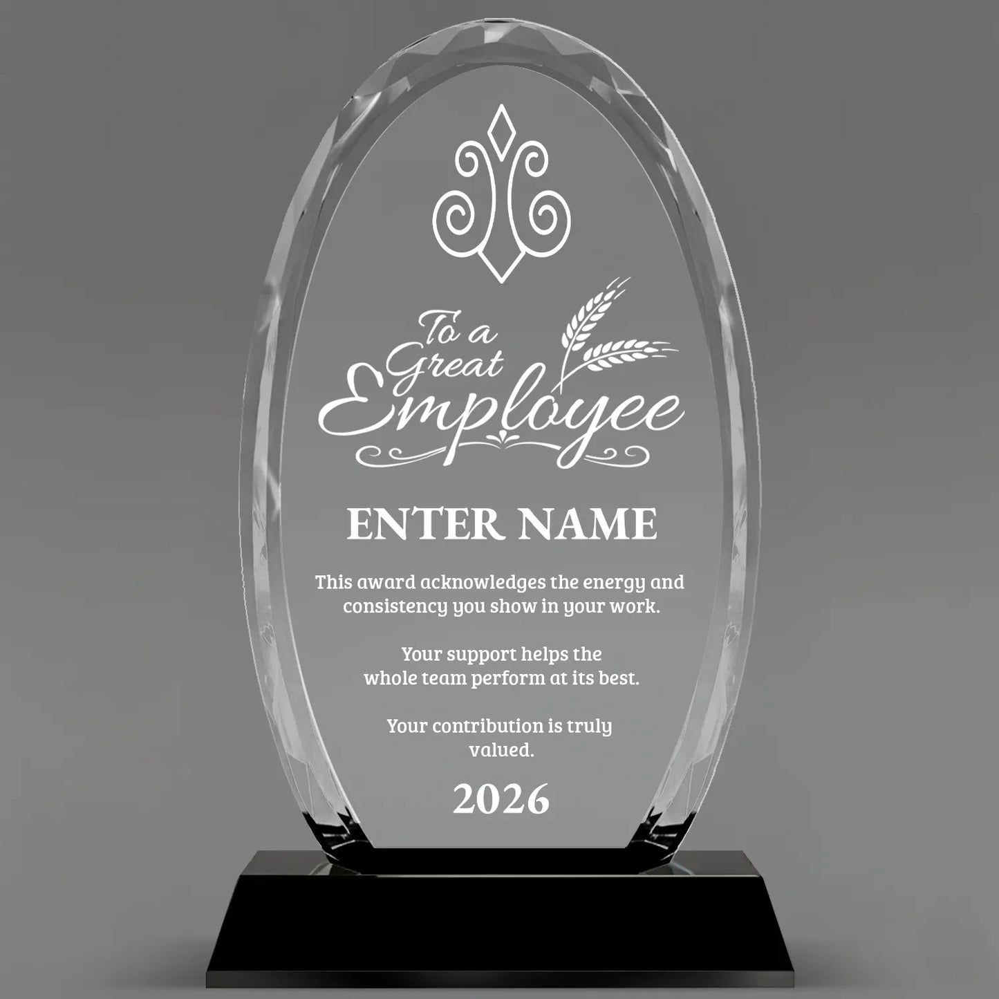 Employee Appreciation Awards - Optical Crystal Glass Oval Facet Awards - Personalize Online – Choose From 5 Designs