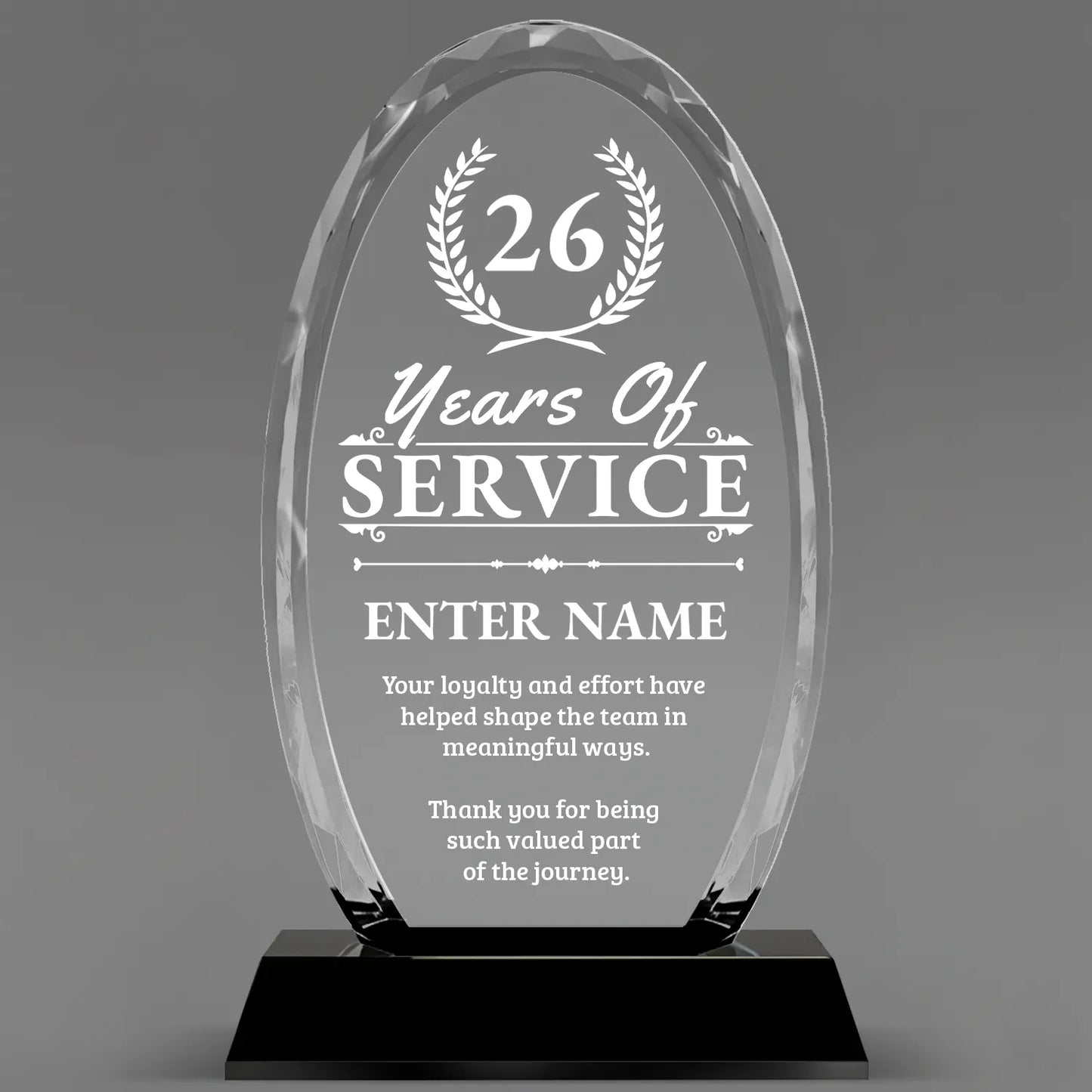 Long Service Awards - Optical Crystal Glass Oval Facet Awards - Personalize Online – Choose From 5 Designs