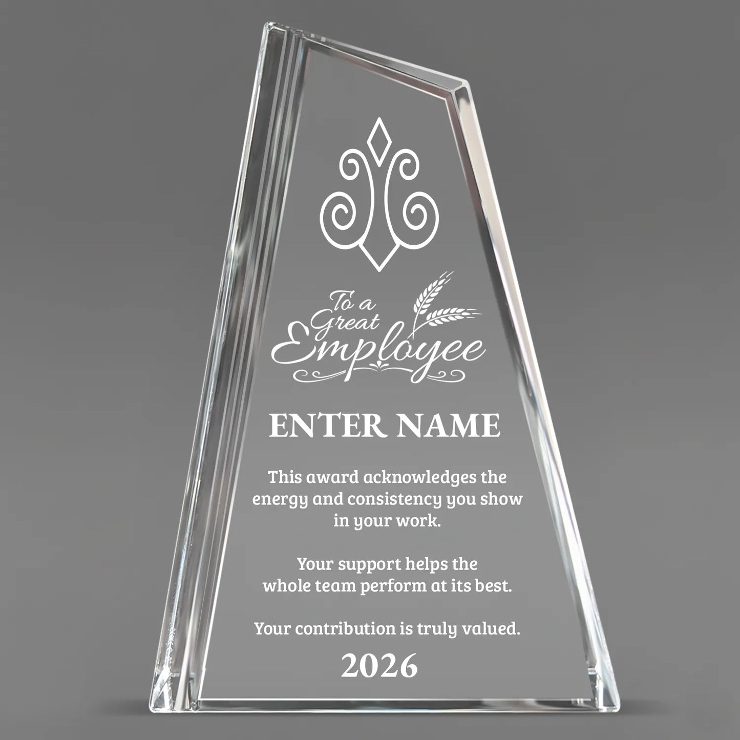 Employee Appreciation Awards - Crystal Peak Awards - Personalize Online – Choose From 5 Designs