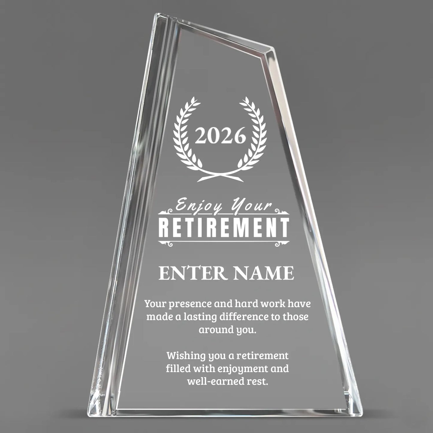 Retirement Awards - Crystal Peak Awards - Personalize Online – Choose From 5 Designs