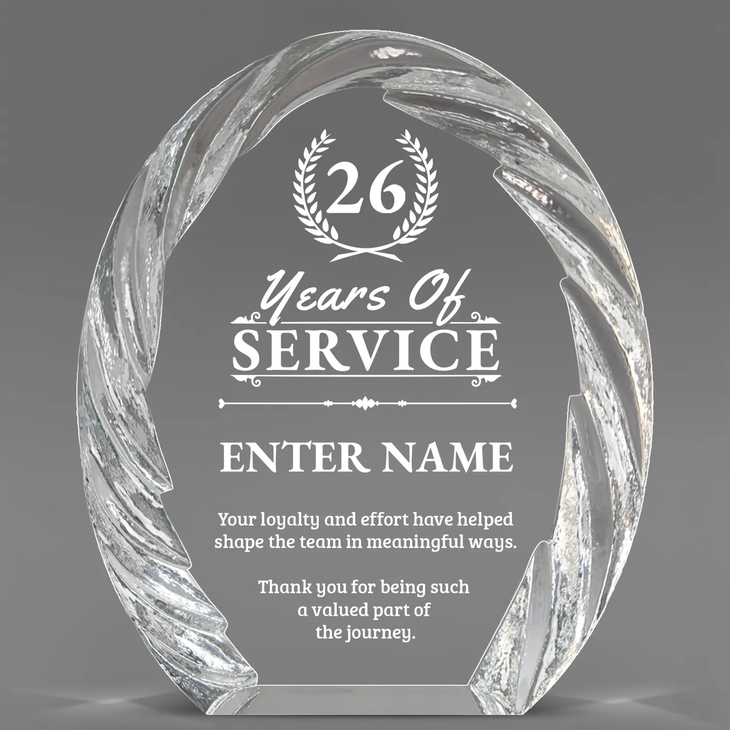 Long Service Awards - Oval Crystal with Decorative Edge Awards - Personalize Online – Choose From 5 Designs