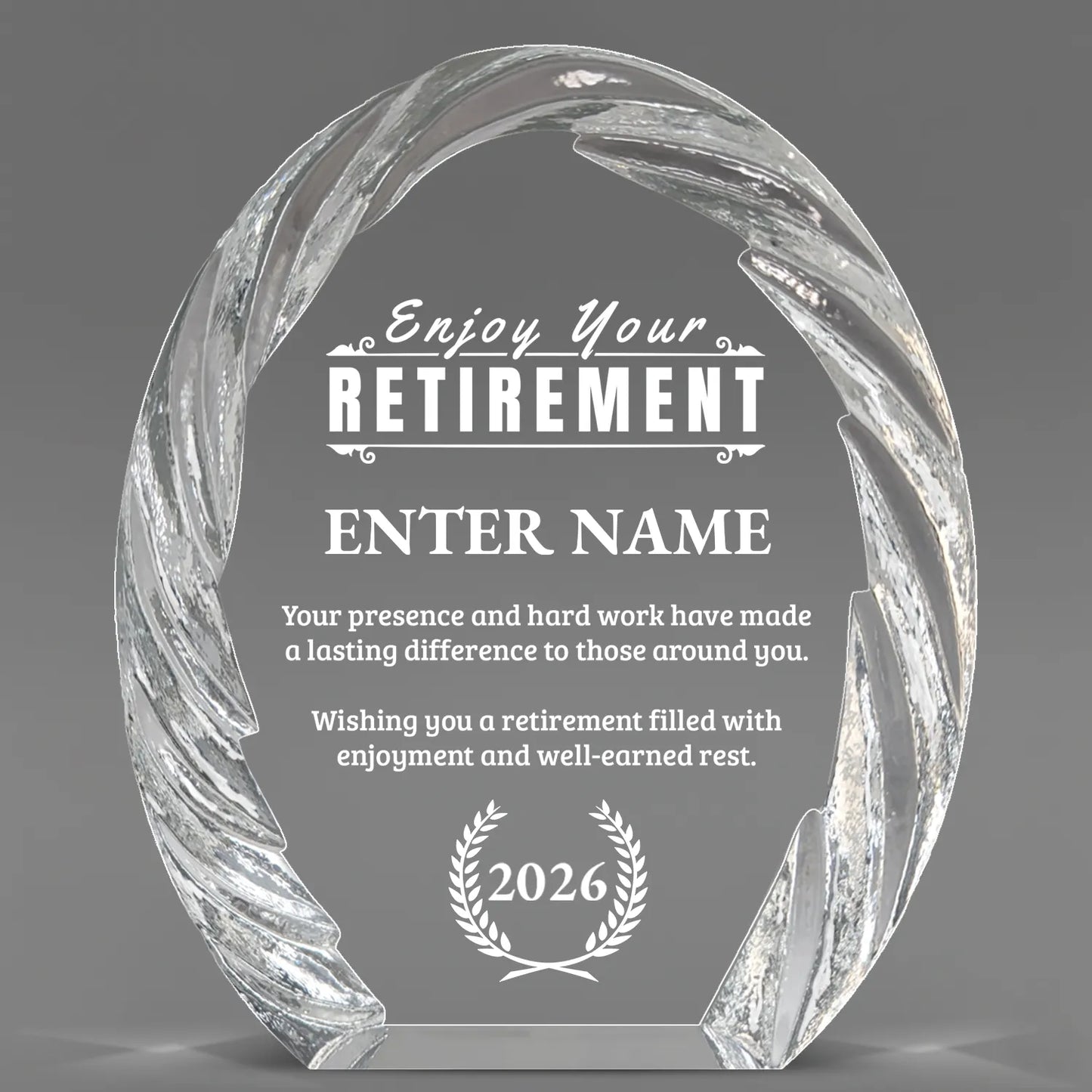 Retirement Awards - Oval Crystal with Decorative Edge Awards - Personalize Online – Choose From 5 Designs