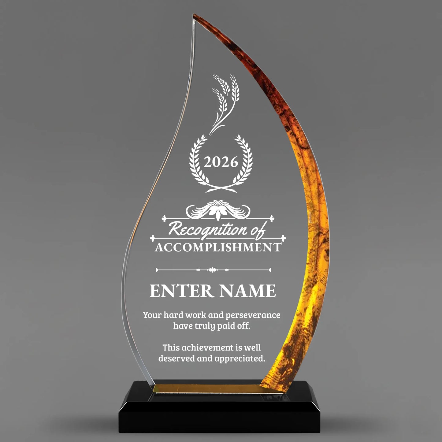 Achievement Awards - Acrylic Gold Flame Awards - Personalize Online – Choose From 5 Designs