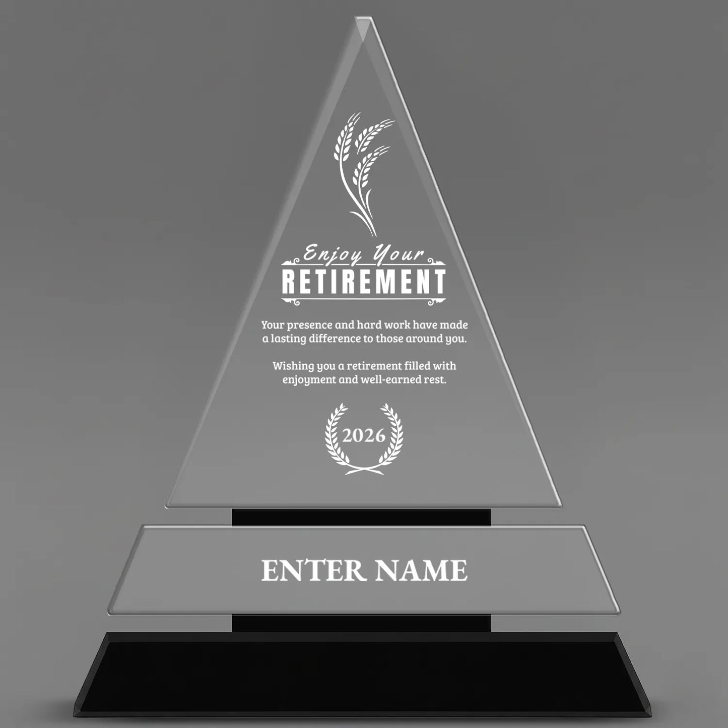 Retirement Awards - Crystal Triangle Awards - Personalize Online – Choose From 5 Designs