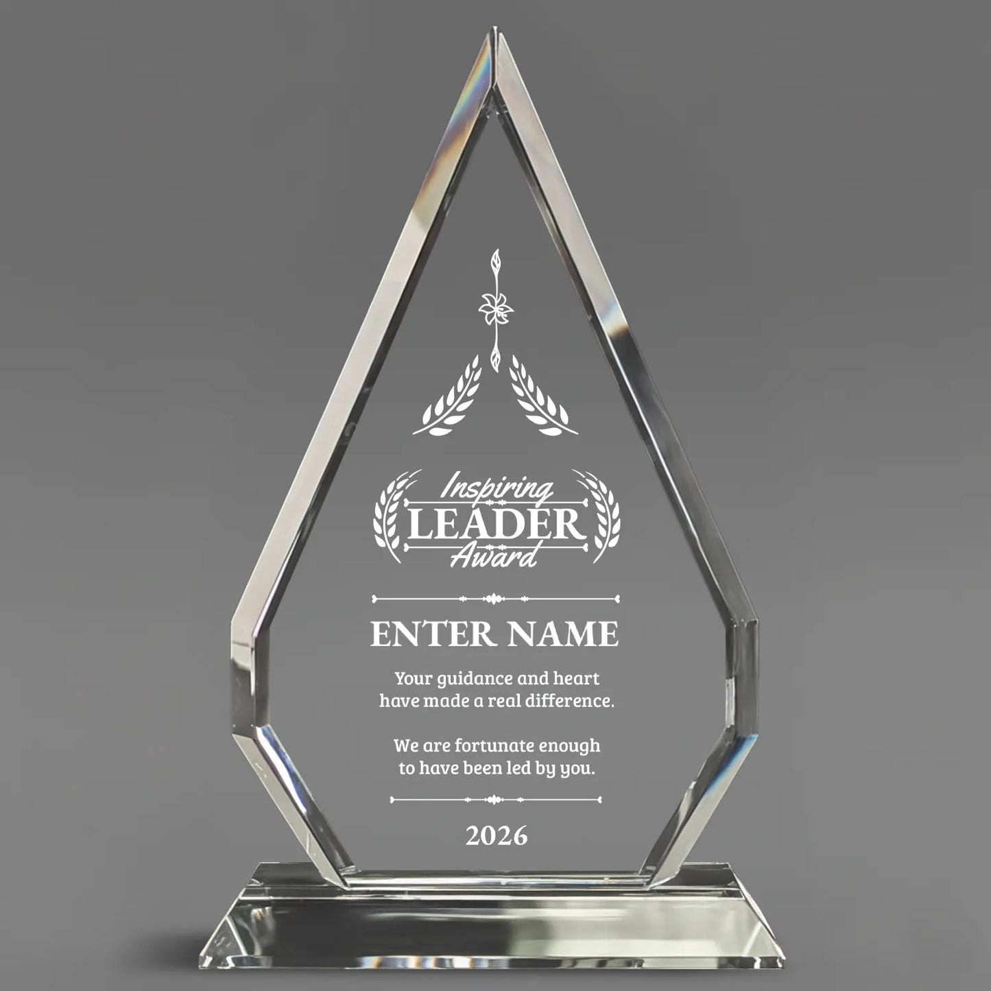 Leadership Awards - Optic Crystal Arrowhead Awards - Personalize Online – Choose From 5 Designs