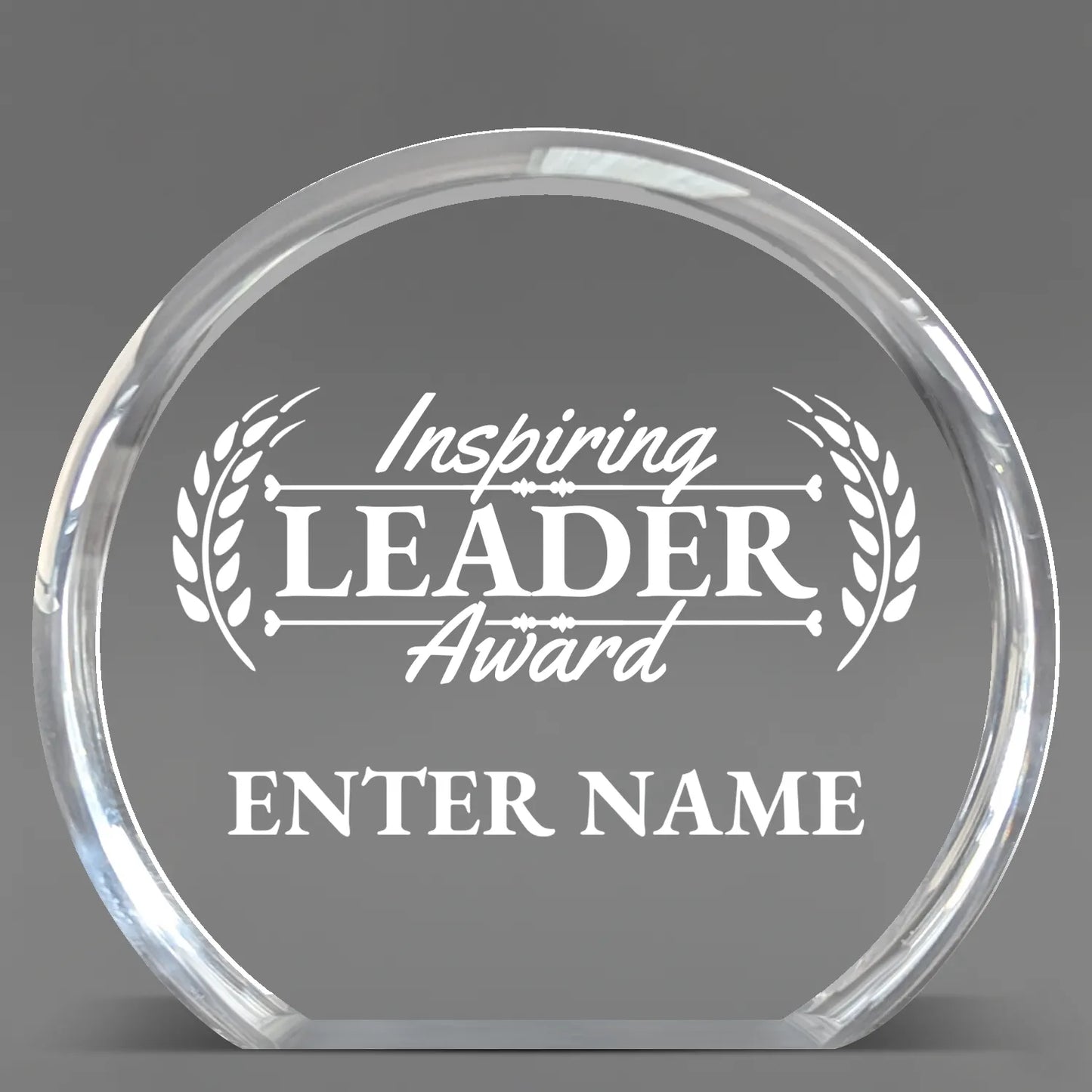 Leadership Awards - Clear Round Acrylic Awards - Personalize Online – Choose From 5 Designs