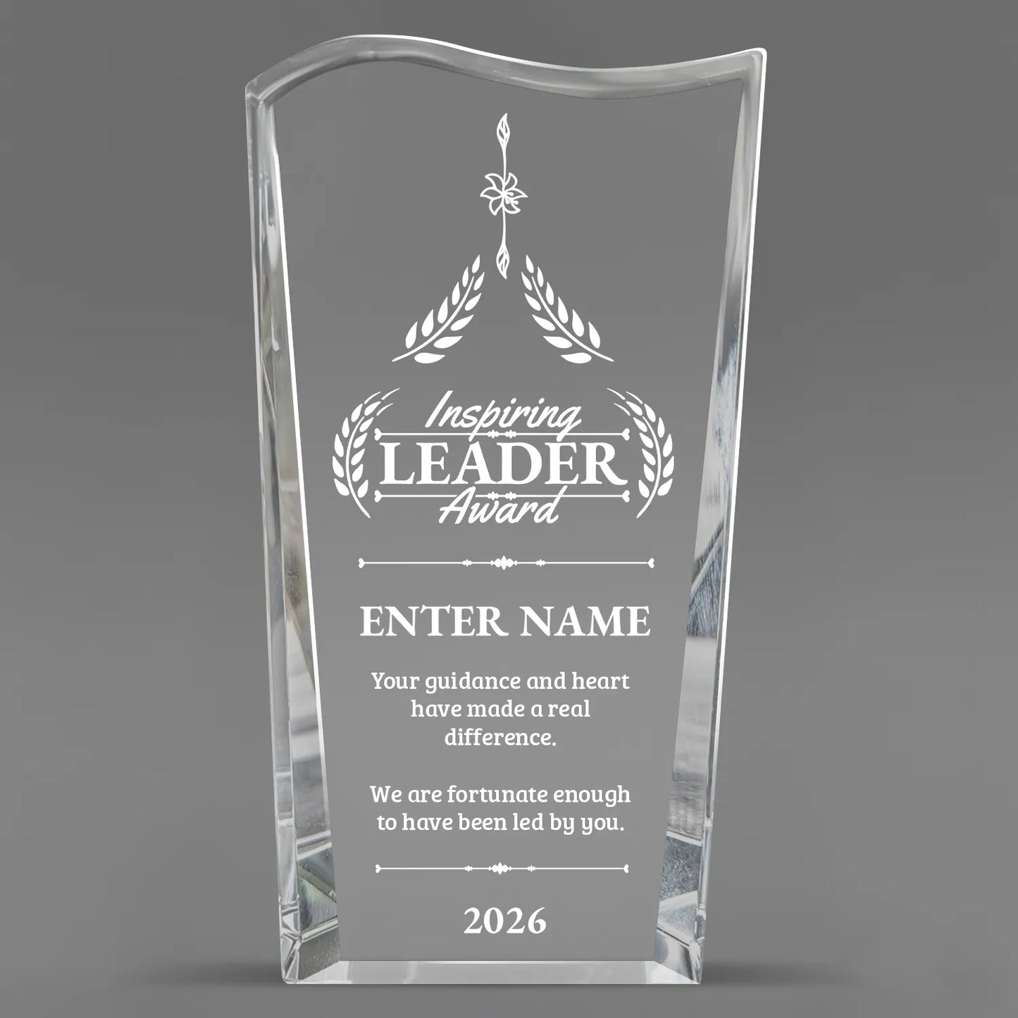 Leadership Awards - Clear Crystal Facet Wave Awards - Personalize Online – Choose From 5 Designs