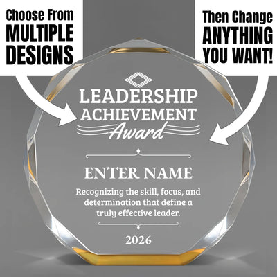 Gold Octagon Acrylic Engraved Leadership Award - Executive Recognition
