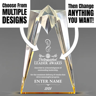 Gold Sculpted Star Acrylic Engraved Leadership Award - Executive Recognition