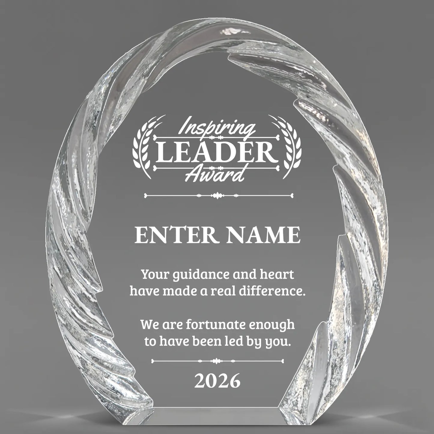 Leadership Awards - Oval Crystal with Decorative Edge Awards - Personalize Online – Choose From 5 Designs