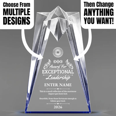 Blue Sculpted Star Acrylic Engraved Leadership Award - Executive Recognition
