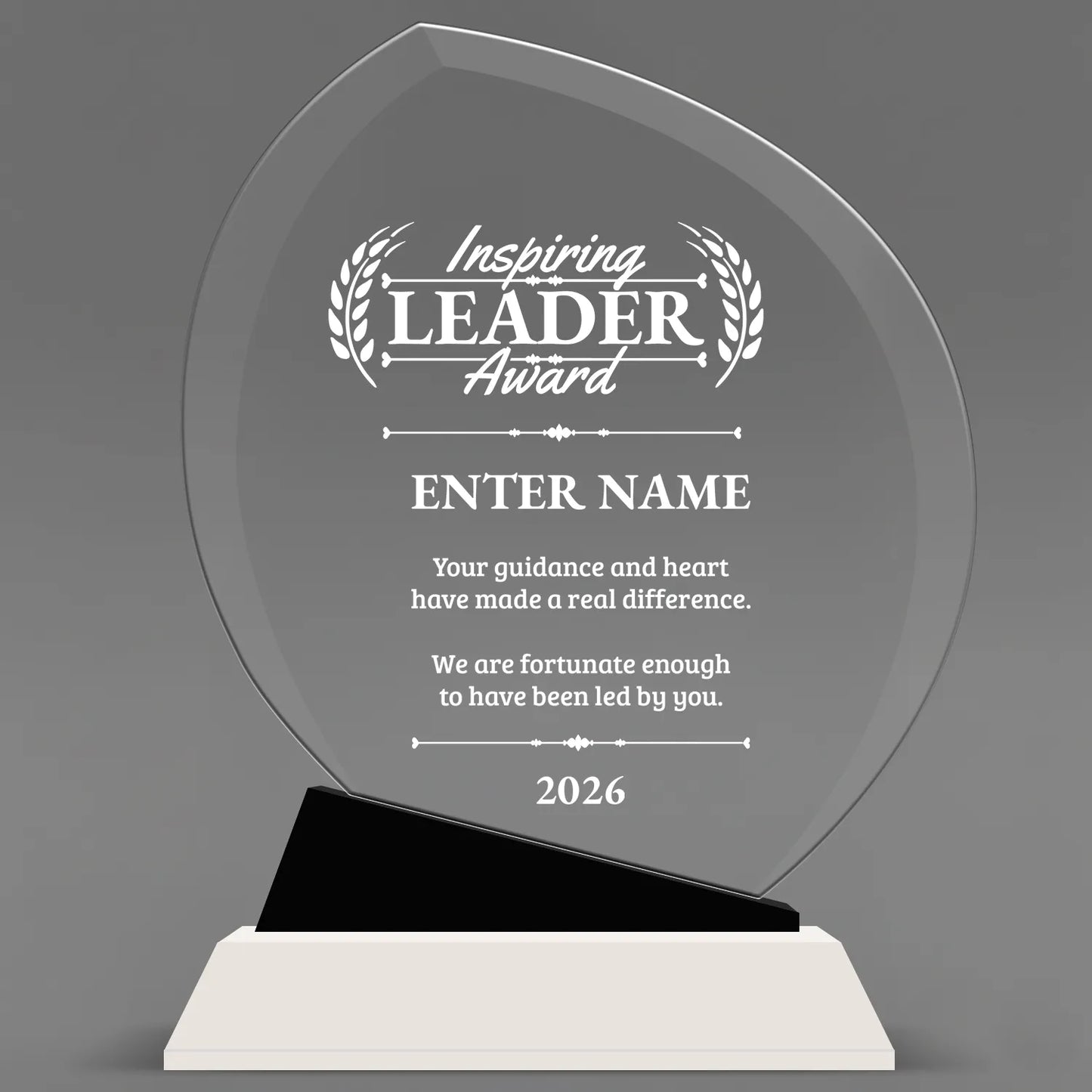 Leadership Awards - Crystal Oblong with Black Accent Awards - Personalize Online – Choose From 5 Designs