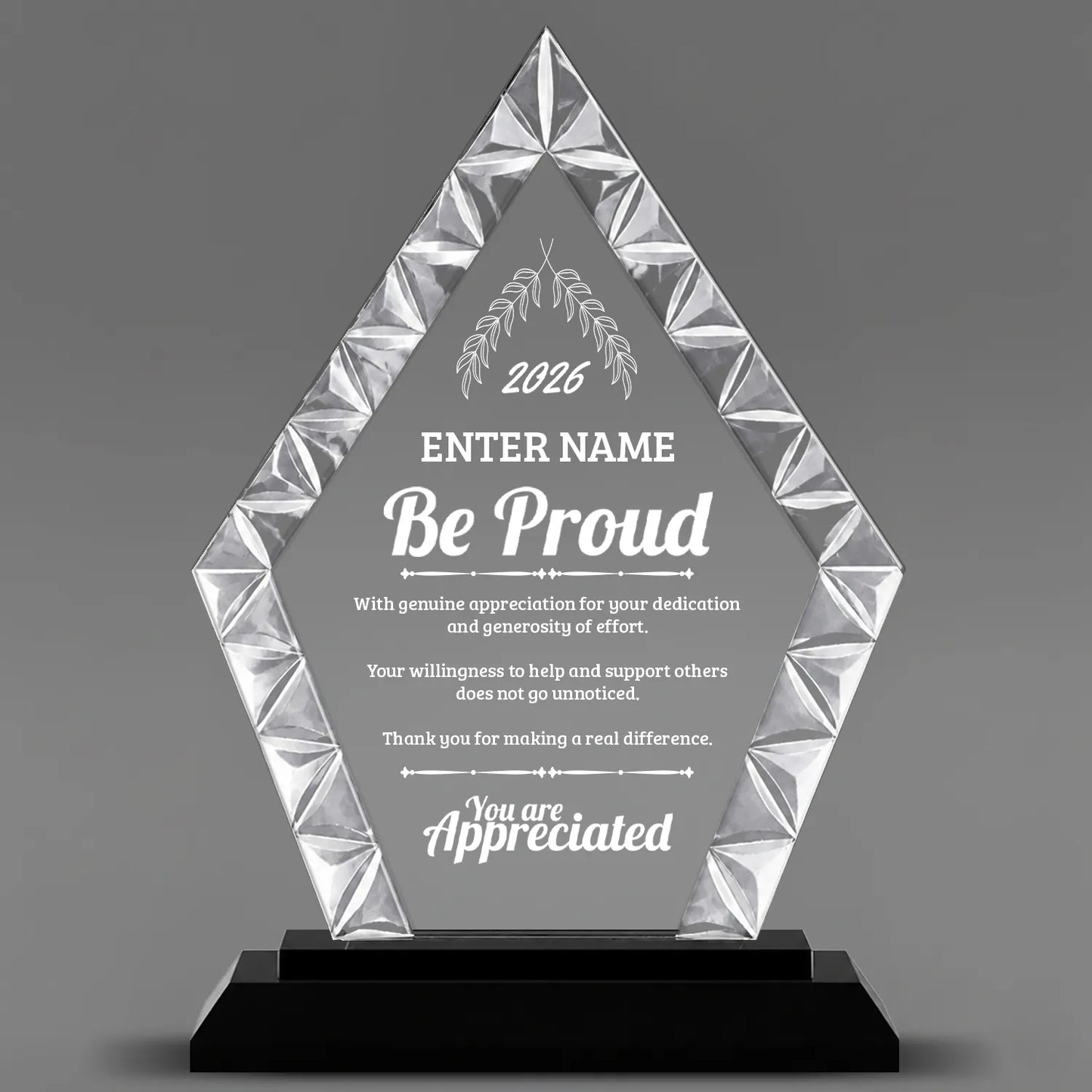 Appreciation Awards - Diamond Accent Glass Awards - Personalize Online – Choose From 5 Designs