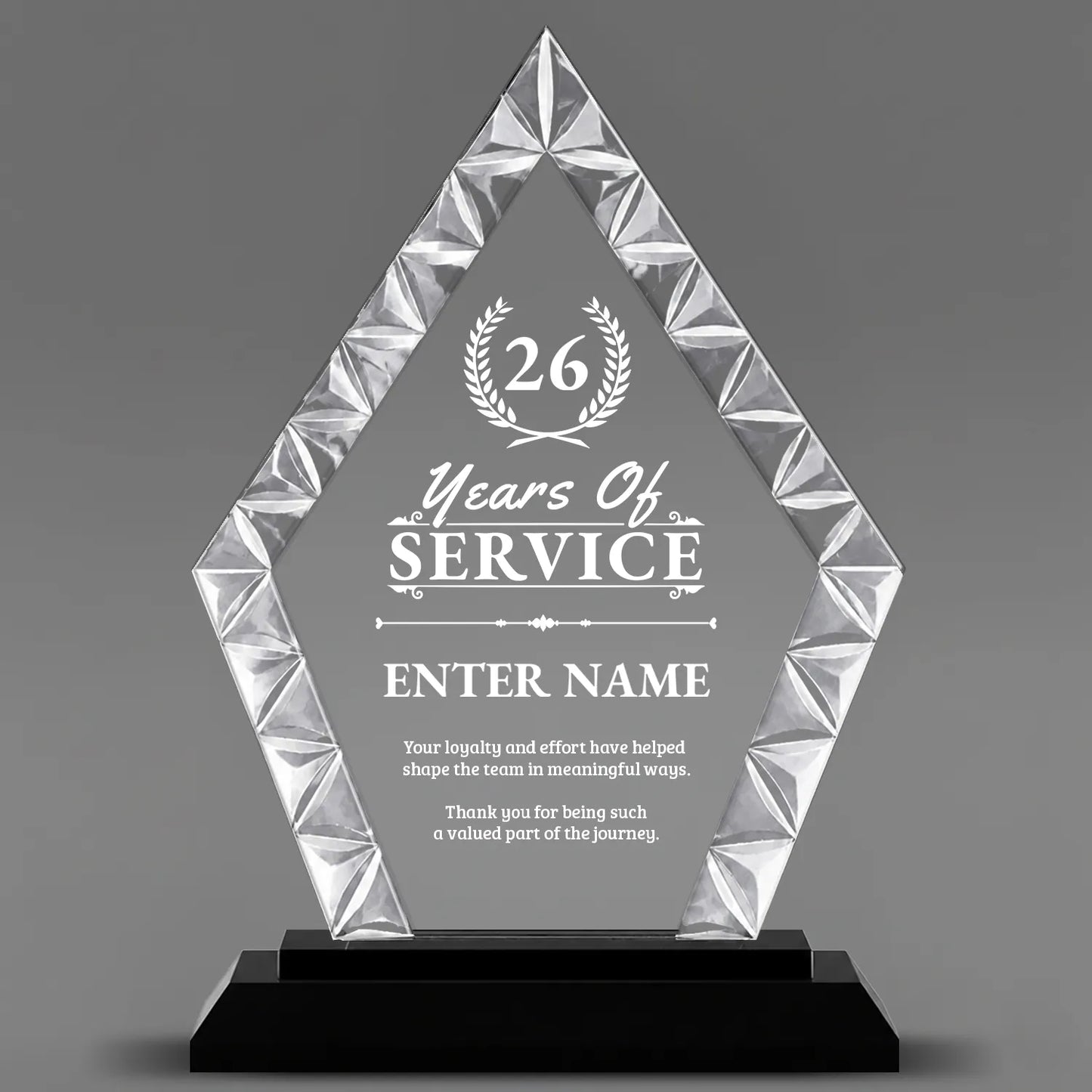 Long Service Awards - Diamond Accent Glass Awards - Personalize Online – Choose From 5 Designs