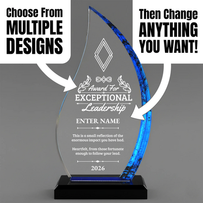 Blue Flame Acrylic Engraved Leadership Award - Executive Recognition