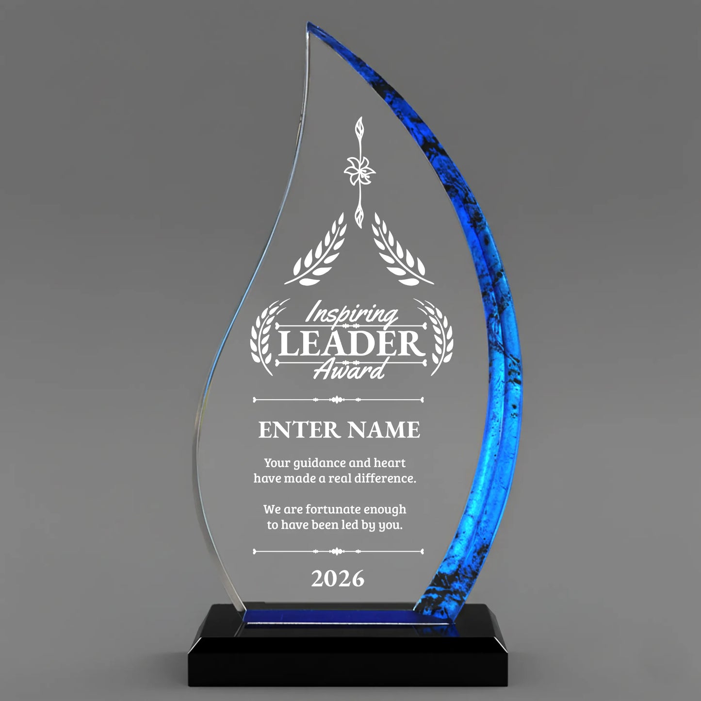 Leadership Awards - Blue Flame Acrylic Awards - Personalize Online – Choose From 5 Designs