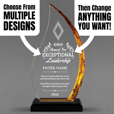 Acrylic Gold Flame Engraved Leadership Award - Executive Recognition