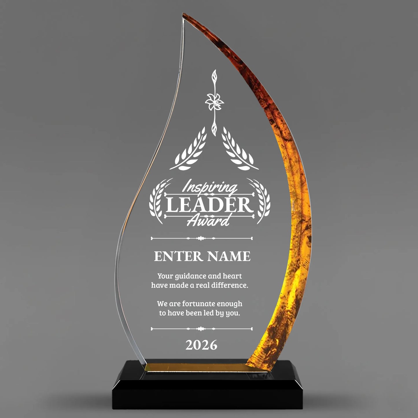 Leadership Awards - Gold Flame Acrylic Awards - Personalize Online – Choose From 5