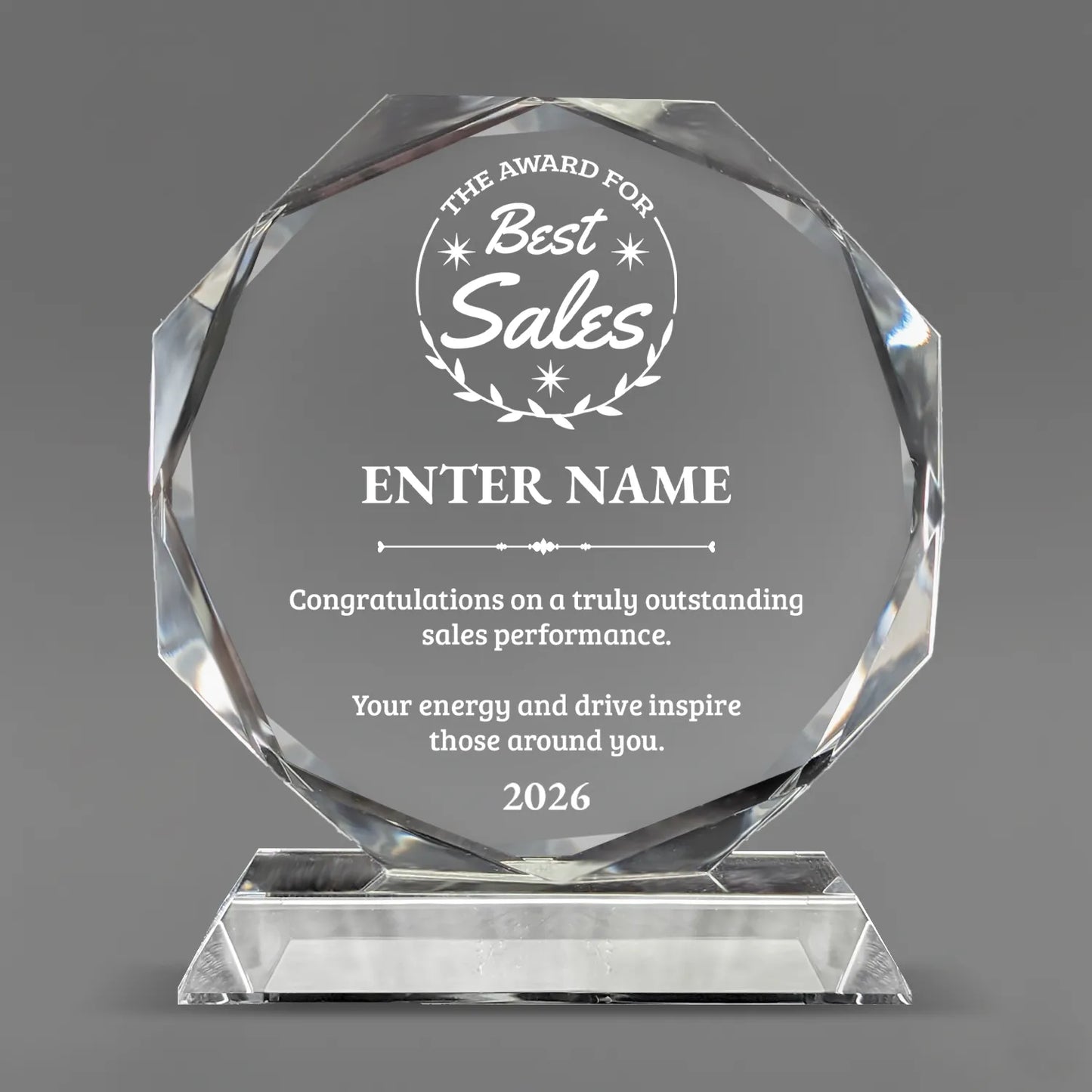 Sales Awards – Crystal Glass Octagon Awards - Personalize Online – Choose From 5 Designs