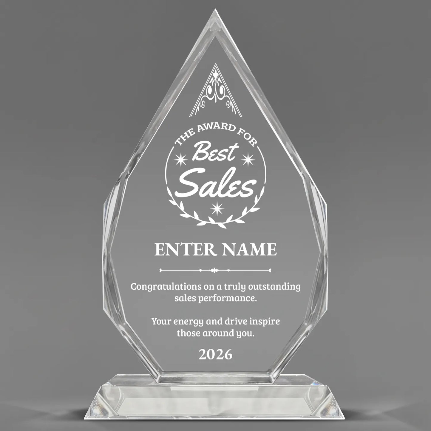 Sales Awards - Optic Crystal Royal Diamond Awards - Personalize Online – Choose From 5 Designs