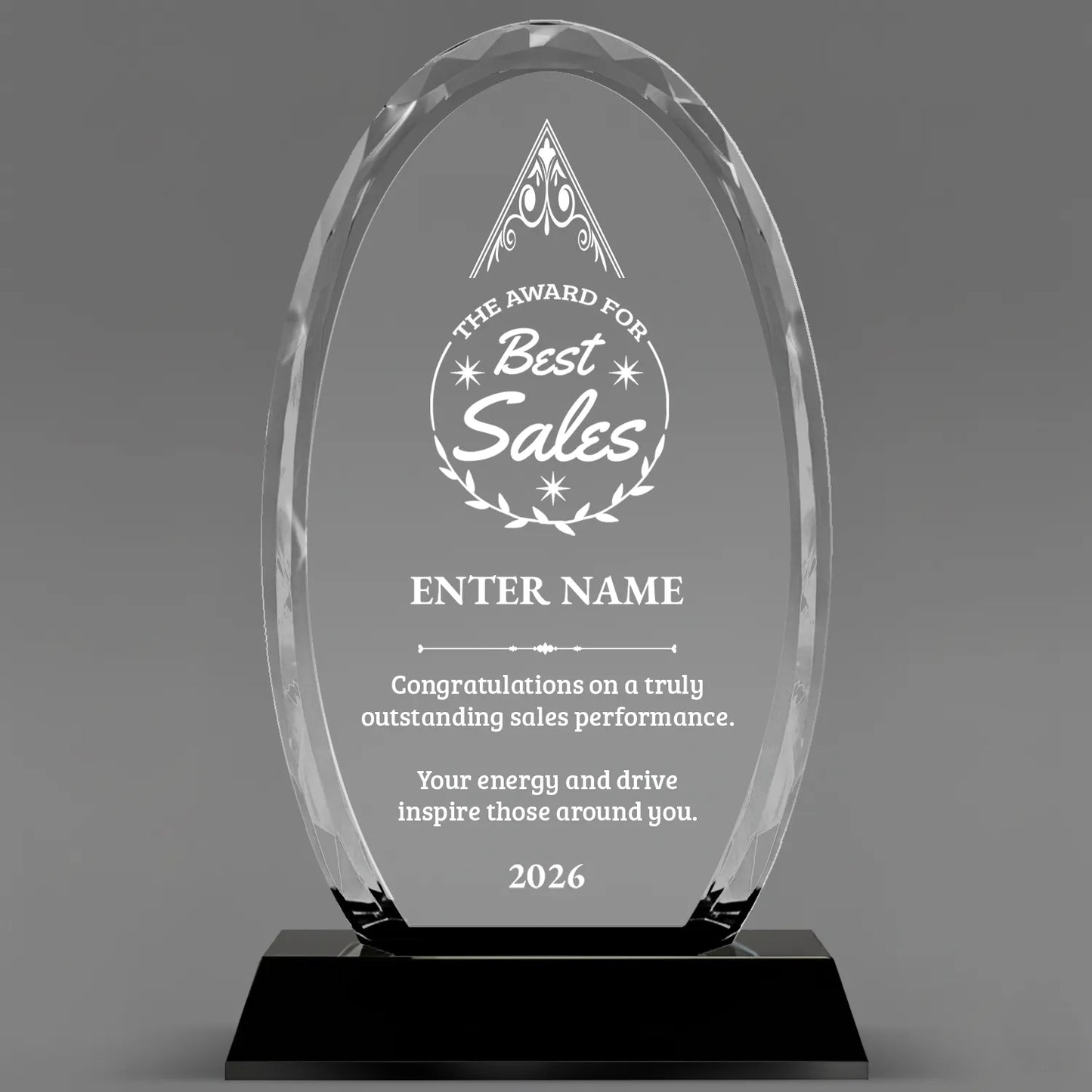 Sales Awards - Optical Crystal Glass Oval Facet Awards - Personalize Online – Choose From 5 Designs
