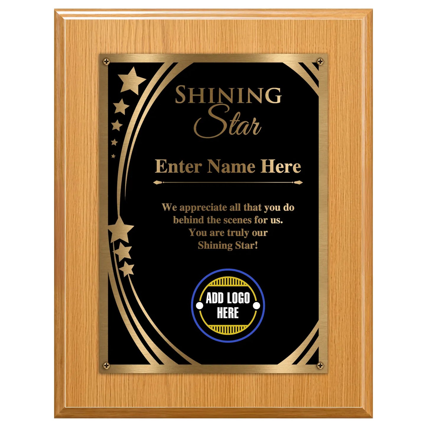 Shining Star Classic Appreciation Plaque With Gold Plate - 4 Frame Colors
