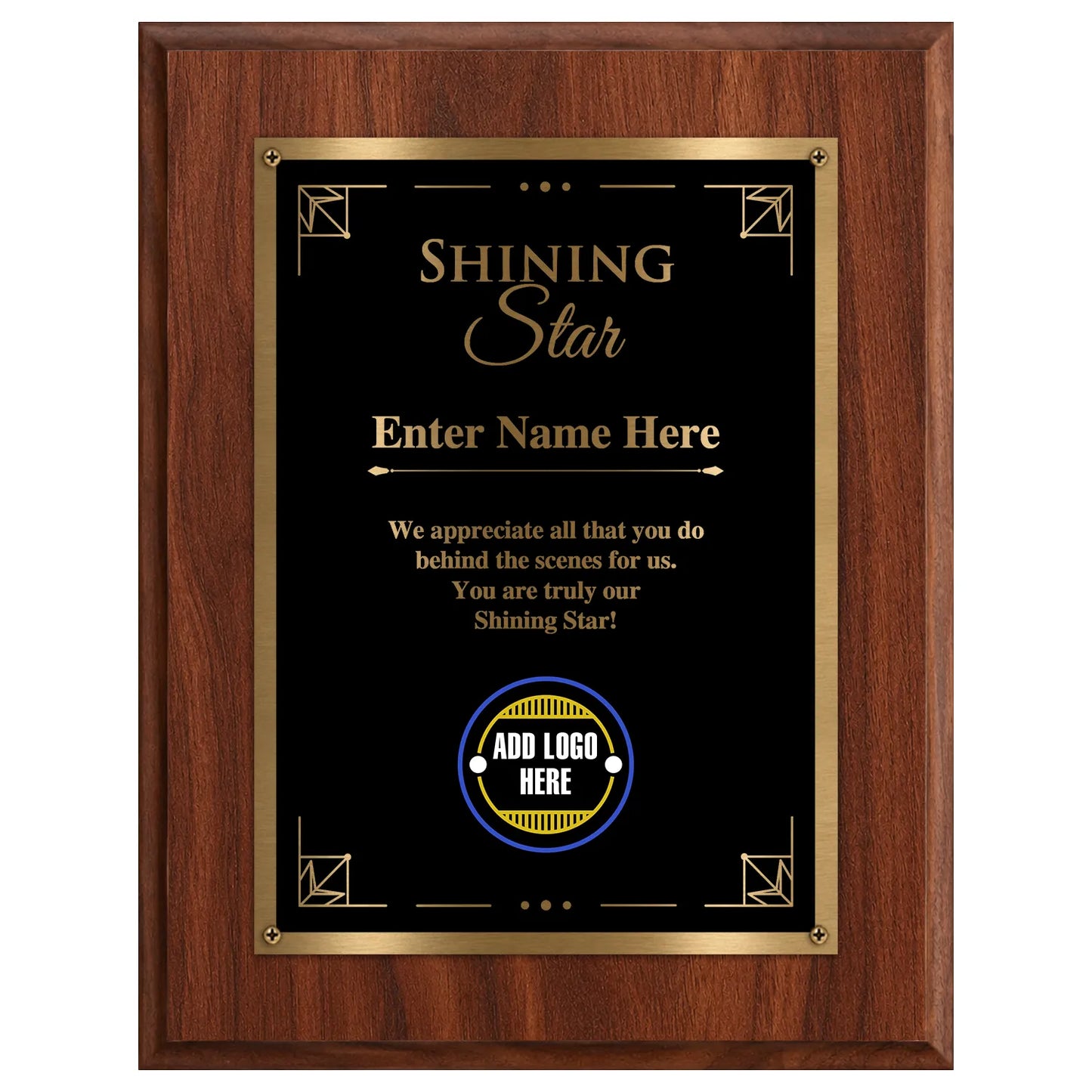 Shining Star Classic Appreciation Plaque With Gold Plate - 4 Frame Colors