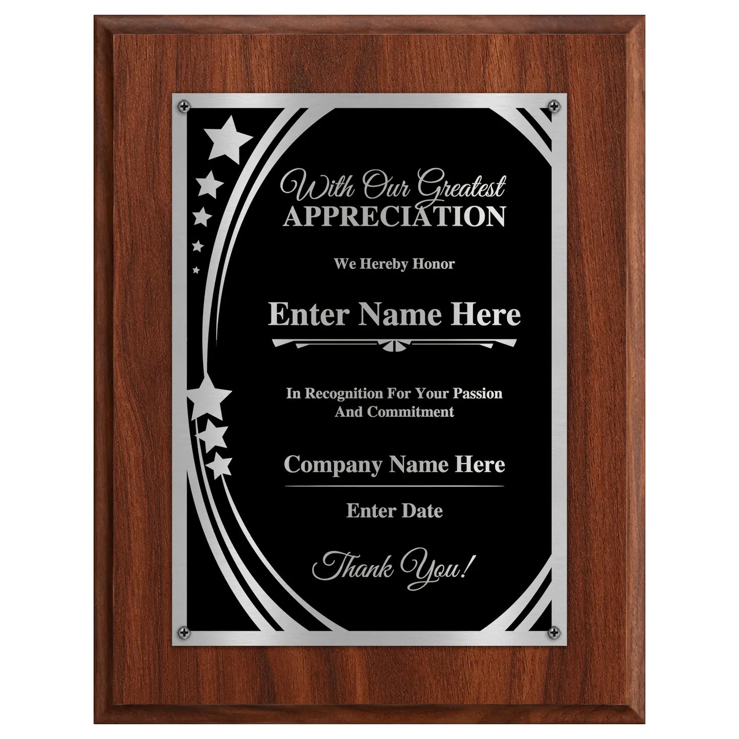 With Our Greatest Appreciation Classic Plaque - 4 Frame Colors