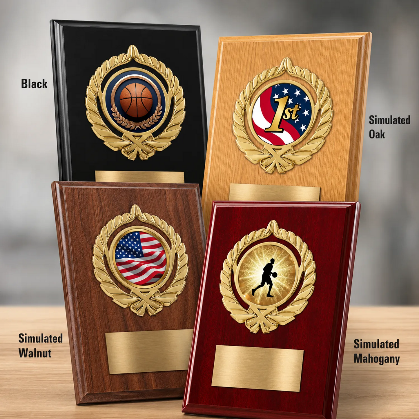 Personalized Basketball Award Plaque with Choice of Emblems & Engraved Plate – 4 Frame Colors