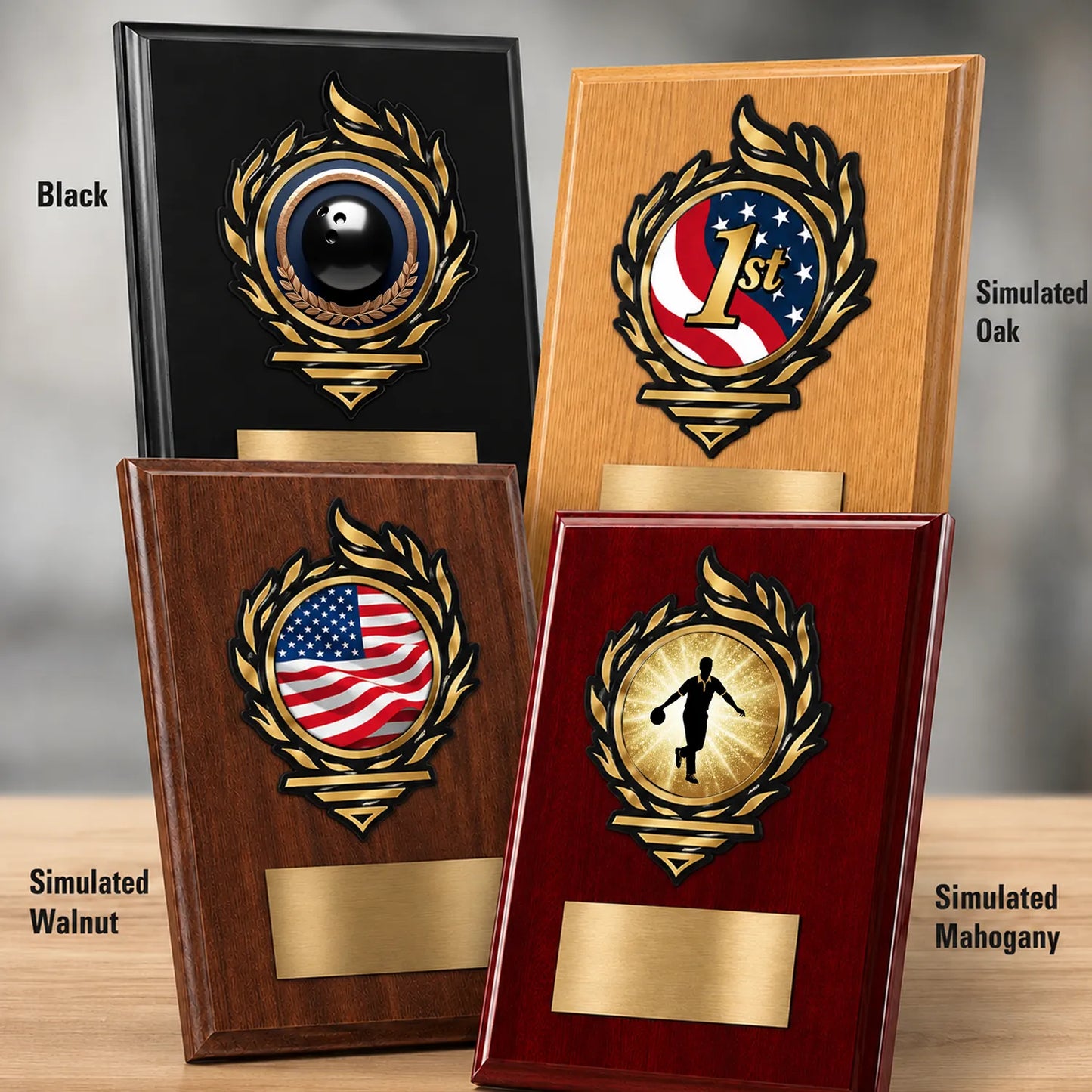 Bowling Mylar Flame Style Plaque - Personalized Metal Plate - 4 Frame Colors